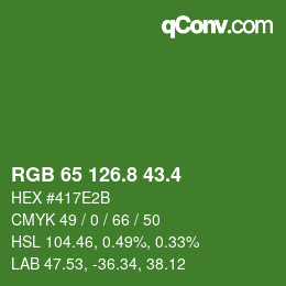 カラーコード: RGB 65 126.8 43.4 | qconv.com