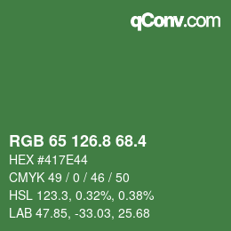 カラーコード: RGB 65 126.8 68.4 | qconv.com