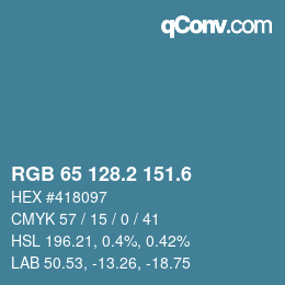 カラーコード: RGB 65 128.2 151.6 | qconv.com