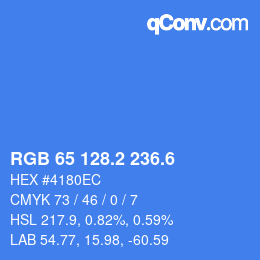 カラーコード: RGB 65 128.2 236.6 | qconv.com