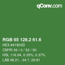 カラーコード: RGB 65 128.2 61.6 | qconv.com