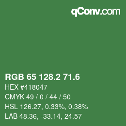 カラーコード: RGB 65 128.2 71.6 | qconv.com
