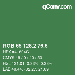 カラーコード: RGB 65 128.2 76.6 | qconv.com