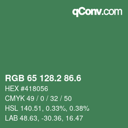 カラーコード: RGB 65 128.2 86.6 | qconv.com