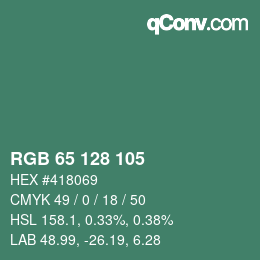 カラーコード: RGB 65 128 105 | qconv.com