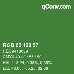 カラーコード: RGB 65 128 57 | qconv.com