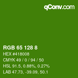 カラーコード: RGB 65 128 8 | qconv.com