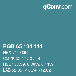 Color code: RGB 65 134 144 | qconv.com