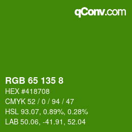 颜色代码: RGB 65 135 8 | qconv.com