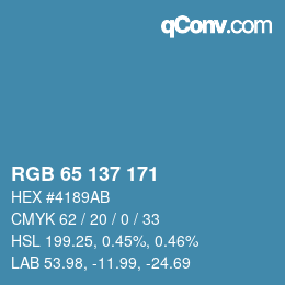 颜色代码: RGB 65 137 171 | qconv.com