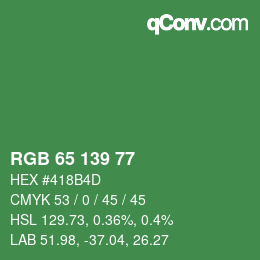 颜色代码: RGB 65 139 77 | qconv.com