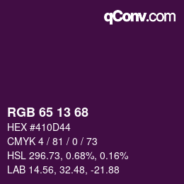 カラーコード: RGB 65 13 68 | qconv.com