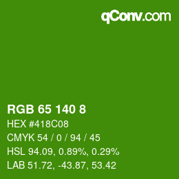 颜色代码: RGB 65 140 8 | qconv.com