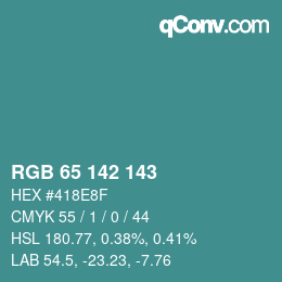 カラーコード: RGB 65 142 143 | qconv.com