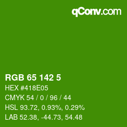 カラーコード: RGB 65 142 5 | qconv.com