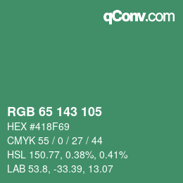 カラーコード: RGB 65 143 105 | qconv.com