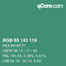Farbcode: RGB 65 143 119 | qconv.com
