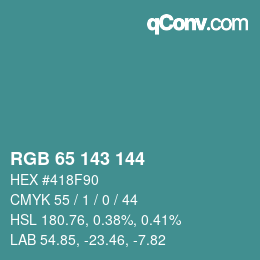 颜色代码: RGB 65 143 144 | qconv.com