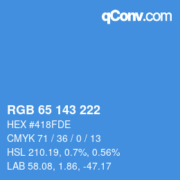 Farbcode: RGB 65 143 222 | qconv.com