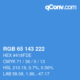 Farbcode: RGB 65 143 222 | qconv.com