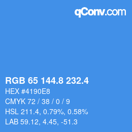 カラーコード: RGB 65 144.8 232.4 | qconv.com