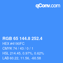 カラーコード: RGB 65 144.8 252.4 | qconv.com
