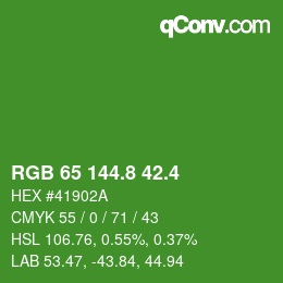 カラーコード: RGB 65 144.8 42.4 | qconv.com