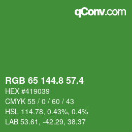 カラーコード: RGB 65 144.8 57.4 | qconv.com