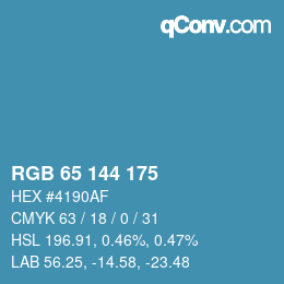 Color code: RGB 65 144 175 | qconv.com