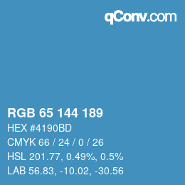 カラーコード: RGB 65 144 189 | qconv.com