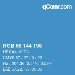 Color code: RGB 65 144 198 | qconv.com