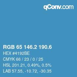 カラーコード: RGB 65 146.2 190.6 | qconv.com