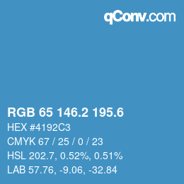 カラーコード: RGB 65 146.2 195.6 | qconv.com