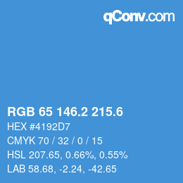 カラーコード: RGB 65 146.2 215.6 | qconv.com