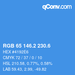 カラーコード: RGB 65 146.2 230.6 | qconv.com