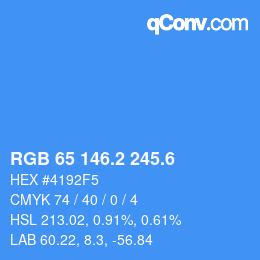 カラーコード: RGB 65 146.2 245.6 | qconv.com