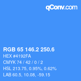 カラーコード: RGB 65 146.2 250.6 | qconv.com