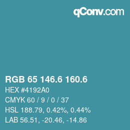 カラーコード: RGB 65 146.6 160.6 | qconv.com