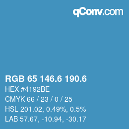 カラーコード: RGB 65 146.6 190.6 | qconv.com