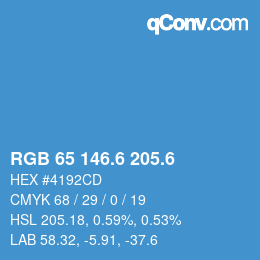 カラーコード: RGB 65 146.6 205.6 | qconv.com