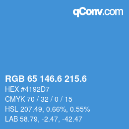 カラーコード: RGB 65 146.6 215.6 | qconv.com