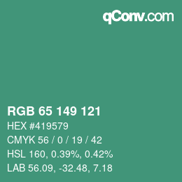 Color code: RGB 65 149 121 | qconv.com