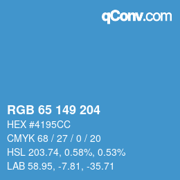 カラーコード: RGB 65 149 204 | qconv.com