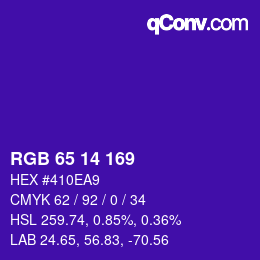 Color code: RGB 65 14 169 | qconv.com
