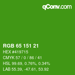 カラーコード: RGB 65 151 21 | qconv.com