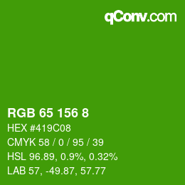 カラーコード: RGB 65 156 8 | qconv.com