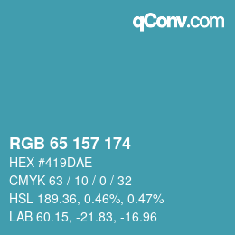 カラーコード: RGB 65 157 174 | qconv.com