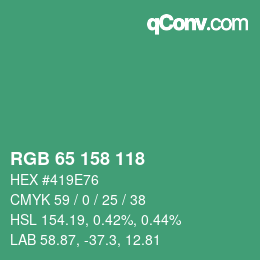 カラーコード: RGB 65 158 118 | qconv.com
