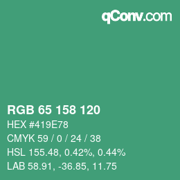 カラーコード: RGB 65 158 120 | qconv.com