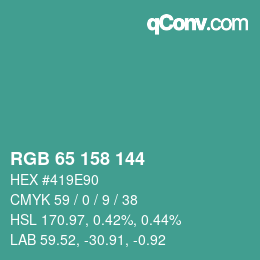 カラーコード: RGB 65 158 144 | qconv.com